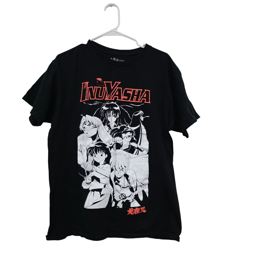 Inuyasha Anime Graphic T-Shirt Black Mens Large Kagome Sesshomaru Manga Tee‎
